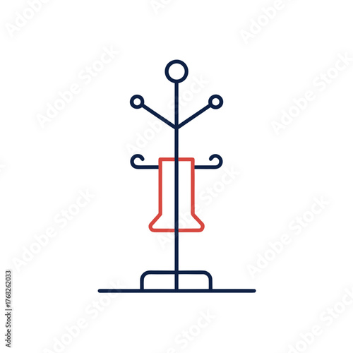 Coat rack with towel hanging in the center on transparent background