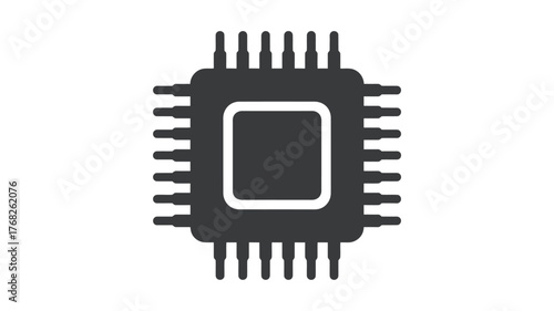 Minimalist computer chip silhouette vector icon for technology and innovation designs vector