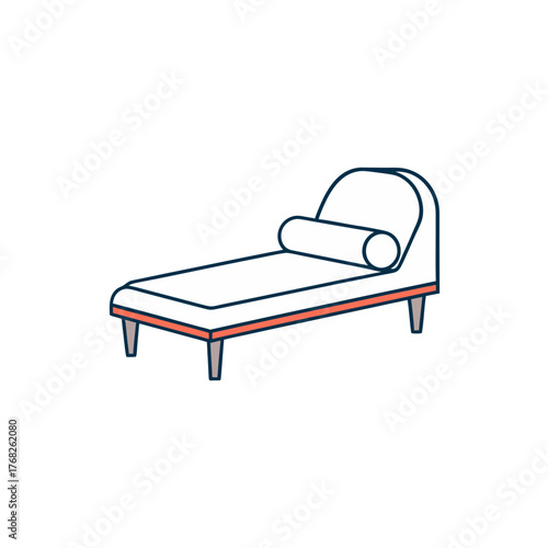 Illustration of a white chaise lounge chair on transparent background