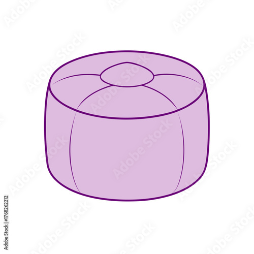 Illustration of a purple round pouf seat on transparent background