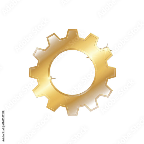 a gold gear wheel on a black background