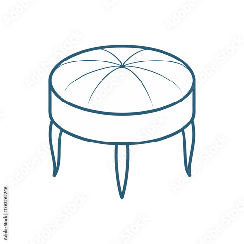 Illustration of a round cushioned footstool on transparent background