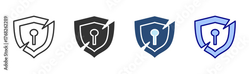 Unprotection Icon Set. Designed In Multi Style