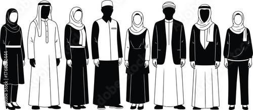 Muslim fashion vector art middle eastern clothing traditional