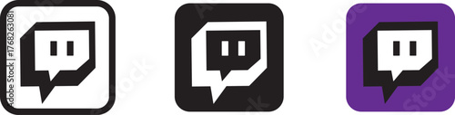 Twitch logo icons set. Social Media Platforms. popular communication platform. social network logos. twitch icon isolated. twitch button.  Popular Social media icons set Twitch