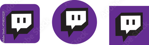 Twitch logo icons set. Social Media Platforms. popular communication platform. social network logos. twitch icon isolated. twitch button.  Popular Social media icons set Twitch