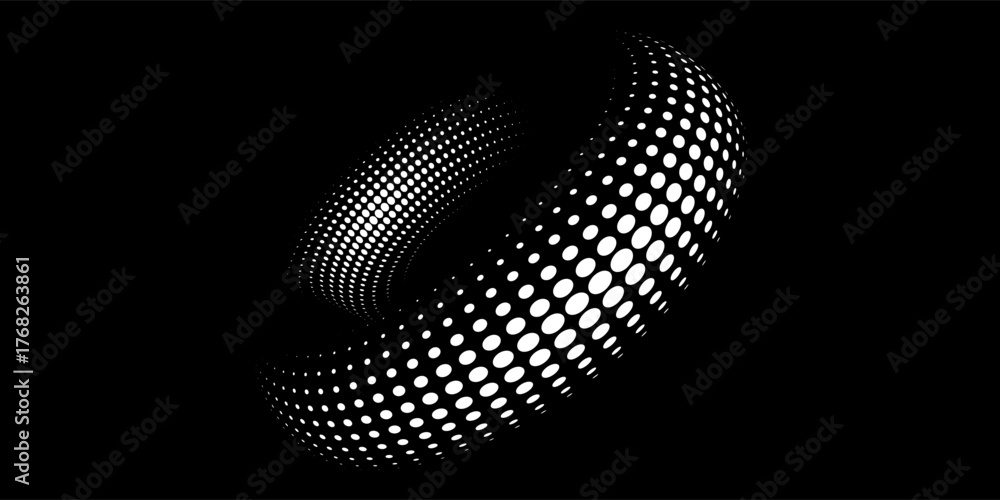 3D blue techno background. Big data visualization on dark space with dotted lines shape effect decoration.