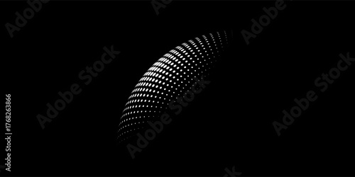 3D blue techno background. Big data visualization on dark space with dotted lines shape effect decoration.