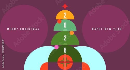 Holiday abstract background for happy new year or merry christmas in modern minimal style. Festive mosaic flat concept design for banner, card, poster, invitation. Bright vector illustration.