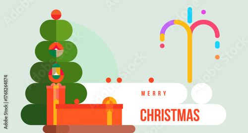 Holiday abstract background for happy new year or merry christmas in modern minimal style. Festive mosaic flat concept design for banner, card, poster, invitation. Bright vector illustration.