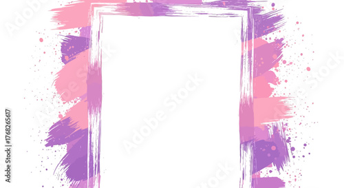 Abstract background with purple and pink brush strokes forming a rectangular frame