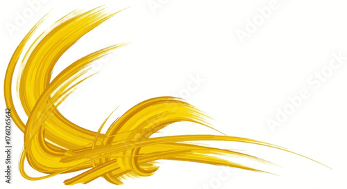 Abstract flowing golden strokes on white background enhancing visual appeal and creativity