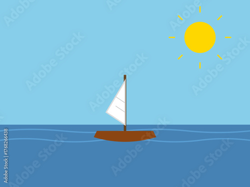 Serene Sailboat SVG: Detailed Illustration of a Triangular Sailed Boat on Calm Water

