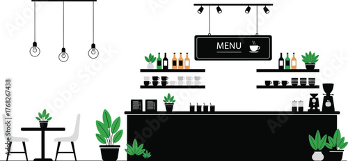 Coffee shop cafe interior design vector illustration modern