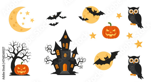 Halloween Night Spooky Elements for Festive Celebrations