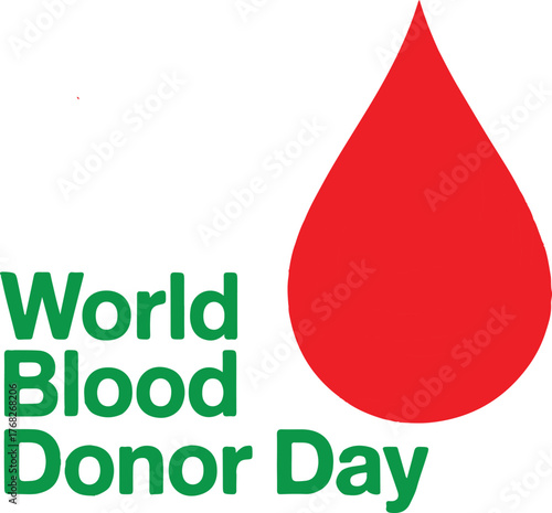World Blood Donor Day text with red blood drop graphic vector illustration EPS file download.
