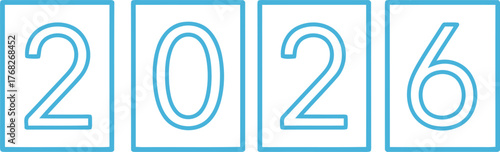 Stylish blue outline numbers 2026 vector graphic for future projects and design
