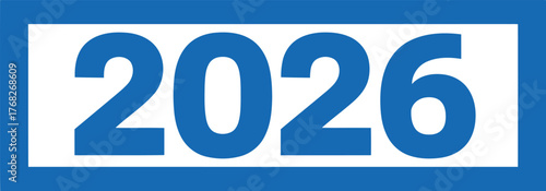 Vector illustration of the year 2026 number with blue outline