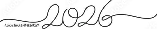 Elegant vector illustration of the year 2026 in stylish script typography