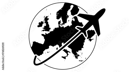 airplane flying around the world.eps