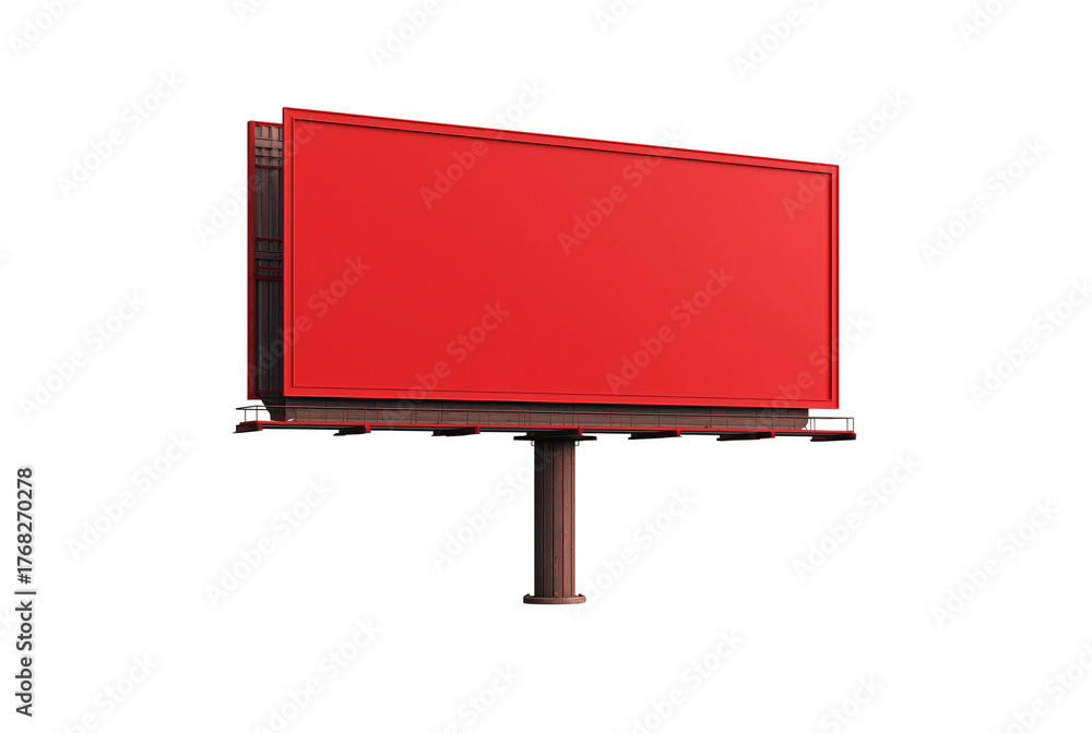Obraz premium Blank red billboard isolated on transparent background for advertising