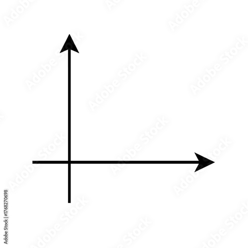 Clear vector graphic illustrating the fundamental Cartesian coordinate system with positive X and Y axes, originating from the origin, essential for math, science, data visualization
