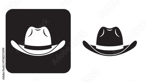 Two cowboy hats in contrasting styles on transparent background silhouette