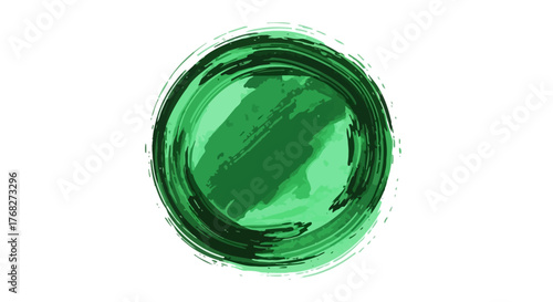 Emerald orb abstract creation with textured brushstrokes and layered green shades circle