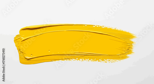 Vibrant brushstroke art piece with rich yellow pigment and textured detail against white
