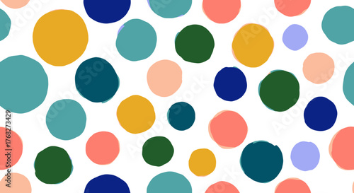 Playful watercolor dots on a white background creating a cheerful and lively pattern for design