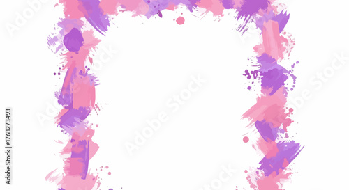 Abstract watercolor frame with pink and purple brush strokes providing a modern and artistic touch