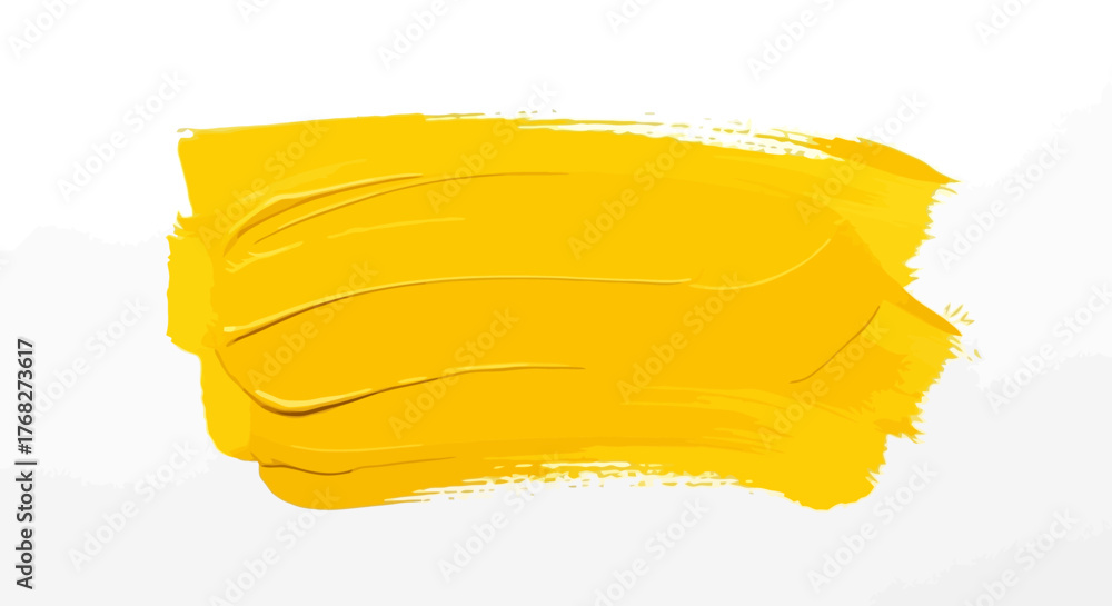 Vibrant strokes of yellow paint on white background in abstract design concept art