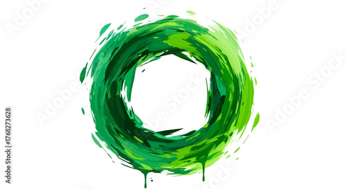 Vibrant green splash circle design element for environmental themed artwork applications