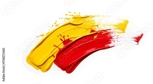 Dynamic juxtaposition of vibrant paint strokes against a pristine background expressing artistic