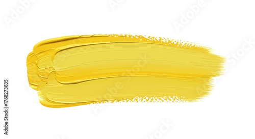 Vibrant yellow acrylic paint streak on clean backdrop capturing artistic texture and brightness