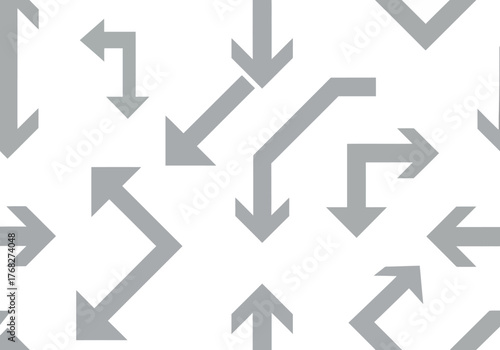 Gray arrows point in different directions against a white background