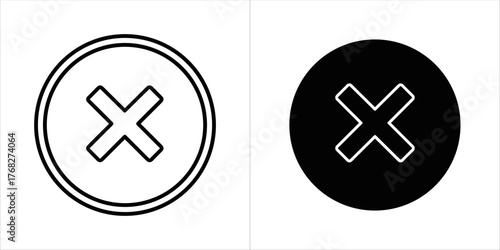 Close or cancel icon in outline and filled style