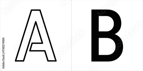 Two letter a and b icons, one outlined and one solid