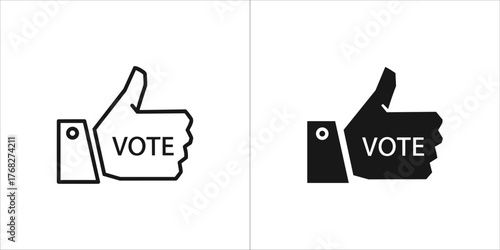 Two thumbs up vote icon in outline and solid style