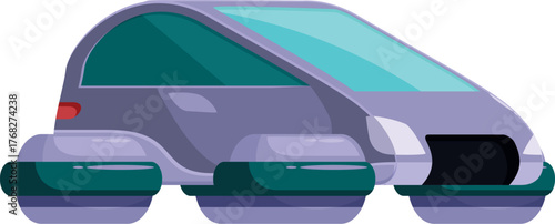 Sleek futuristic flying car hovering effortlessly, showcasing modern design and teal accents