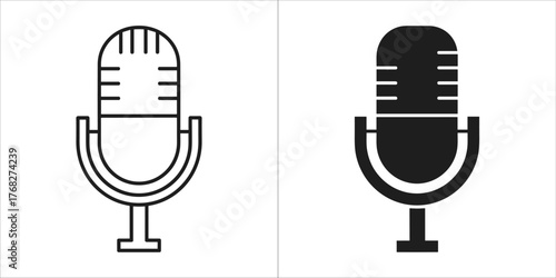 Microphone icon in outline and solid style