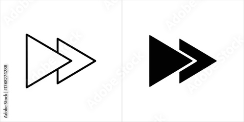 Fast forward icon in outline and solid black