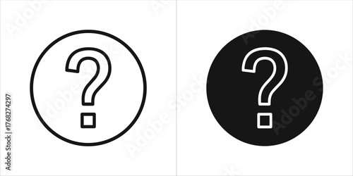 Question mark icon in outline and solid black