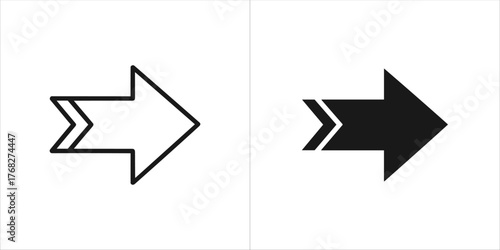 Right arrow icon with double lines