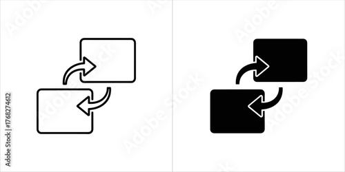 Two rectangles with arrows showing transfer