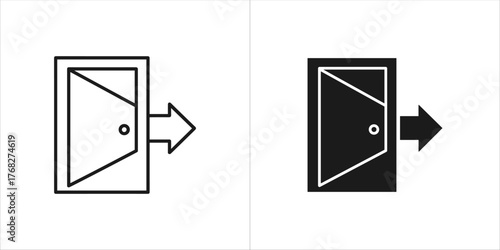 Open door with arrow indicating exit