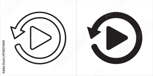 Play button with circular arrow icon