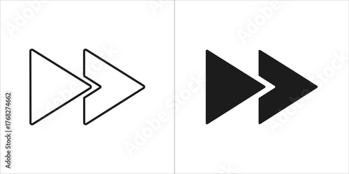Fast forward icon in outline and solid black