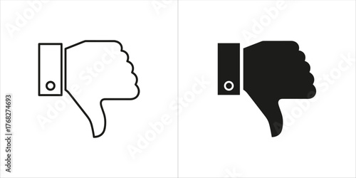 Thumbs down icon in outline and solid black on