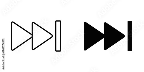 Outline and filled fast forward icon